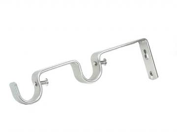 19/19mm Double Layer Satin Nickel Curtain Pole Wall Bracket 1 2 3