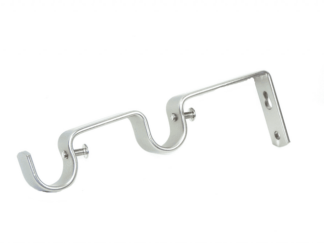 19/19mm Double Layer Satin Nickel Curtain Pole Wall Bracket 1 2 3