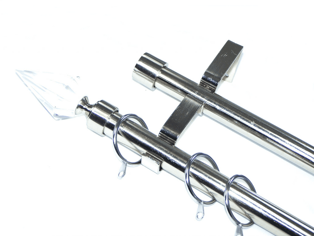 19/19mm Double Layer Stainless Steel Curtain Pole System Crystal Spear