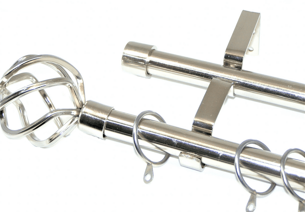 19/19mm Double Layer Stainless Steel Curtain Pole System Twisted Cage