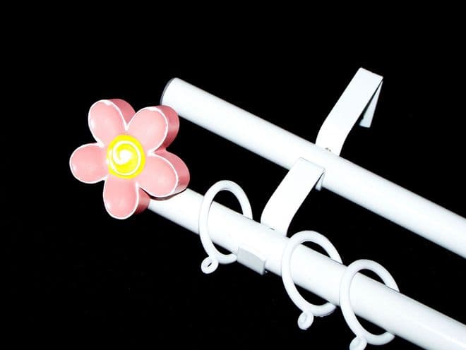 19/19mm Double Layer White Childrens FLOWER Curtain Pole 1.2m 1.5m 2.4m 3m