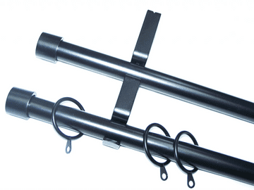 19/19mm Double Matt Black Extendable Pole End Cap Finials 1.2m - 2.1m