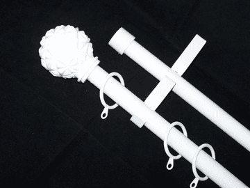 19/19mm Double White Extendable Curtain Pole with Abstract Ball Finials 1.2m - 2.1m