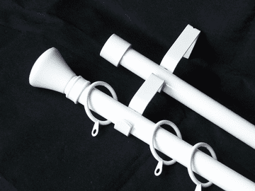 19/19mm Double White Extendable Curtain Pole with Hammerhead Finials 1.2m - 2.1m