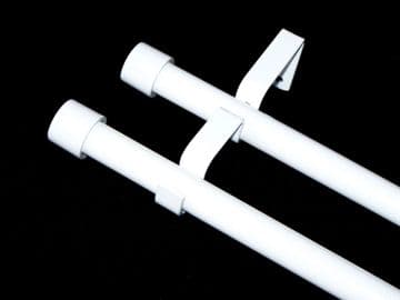 19/19mm Double White Extendable Eyelet Curtain Pole End Cap Finials 1.2m - 2.1m