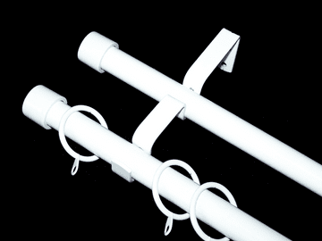 19/19mm  Double White Extendable Pole End Cap Finials 1.2m - 2.1m