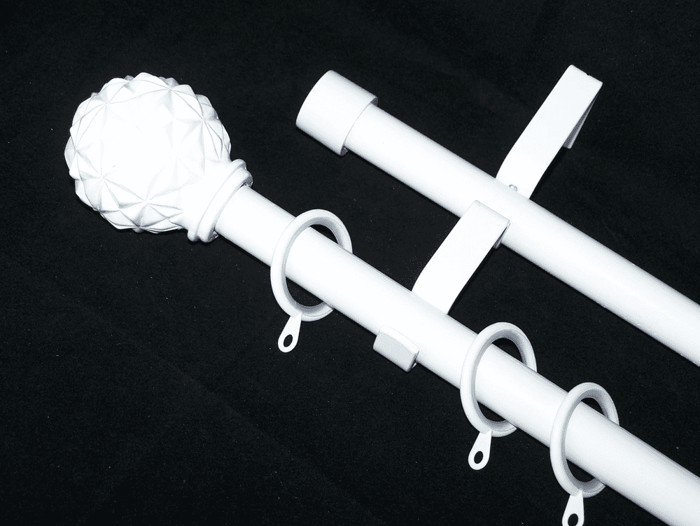 19/19mm Double White Extendable Pole Glider Rings Abstract Ball Finials ...