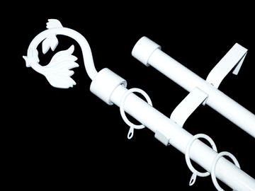19/19mm  Double White Extendable Pole Swirl Leaf Finials 1.2m - 2.1m