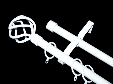 19/19mm  Double White Extendable Pole Twisted Cage Finials 1.2m - 2.1m