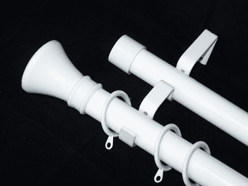 19/19mm Double White Extendable Pole with Glider Rings Hammerhead Finials 1.2m - 2.1m