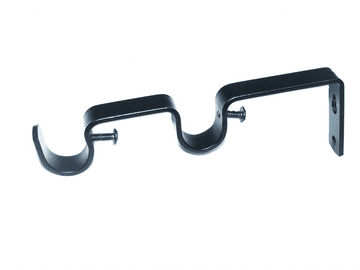 19/19mm Matt Black Double Layer Curtain Pole Wall Bracket 1 2 3