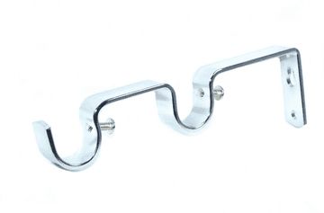 19/19mm Polished Chrome Double Layer Curtain Pole Wall Bracket 1 2 3