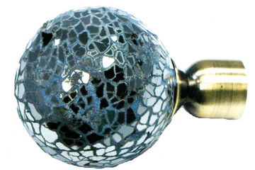 19mm Antique Brass Black Mosaic Ball Curtain Pole Finials