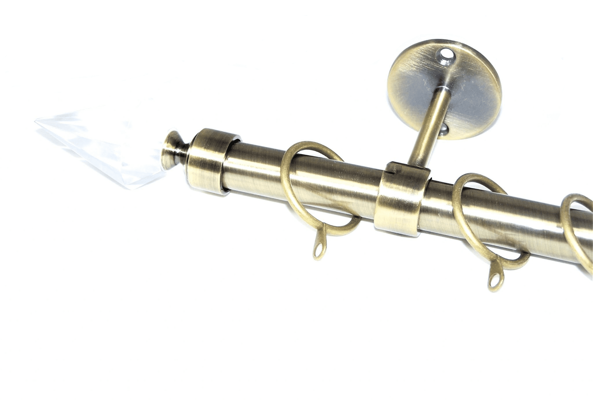 19mm Antique Brass Ceiling Curtain Pole Crystal Spear Finials