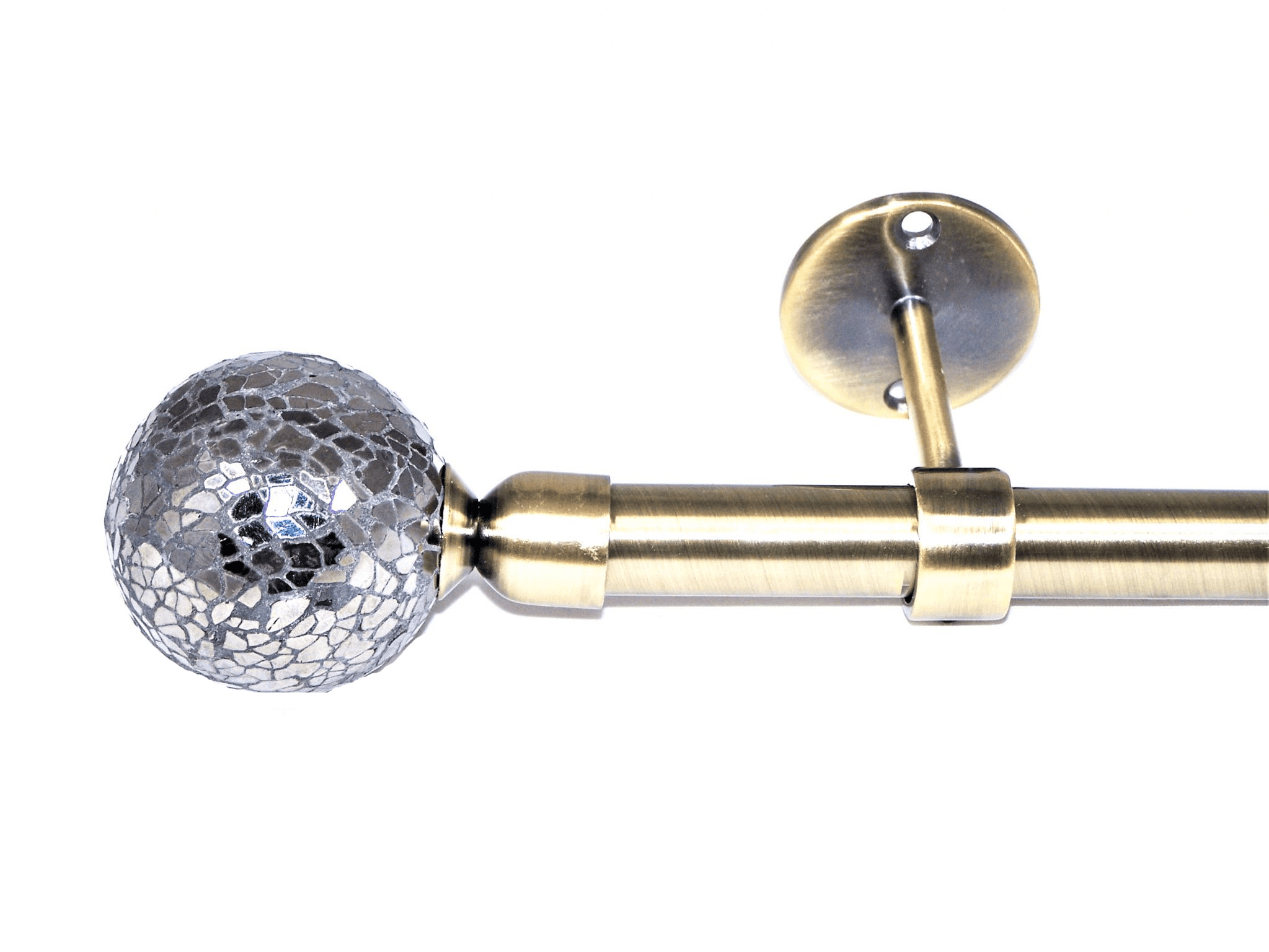 19mm Antique Brass Ceiling Eyelet Curtain Pole Black Mosaic Finials