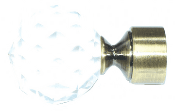 19mm Antique Brass Crystal Ball Curtain Pole Finials