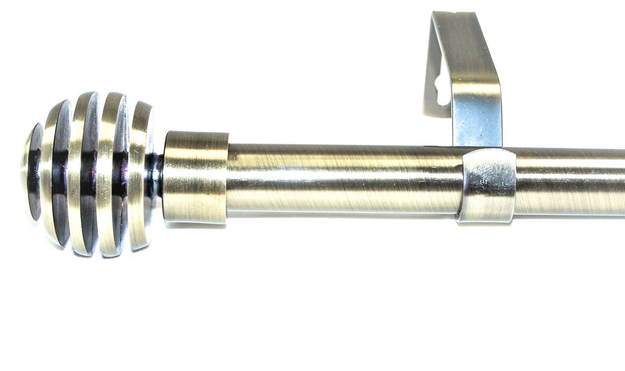 19mm Antique Brass Eyelet Curtain Pole Sliced Ball Finials