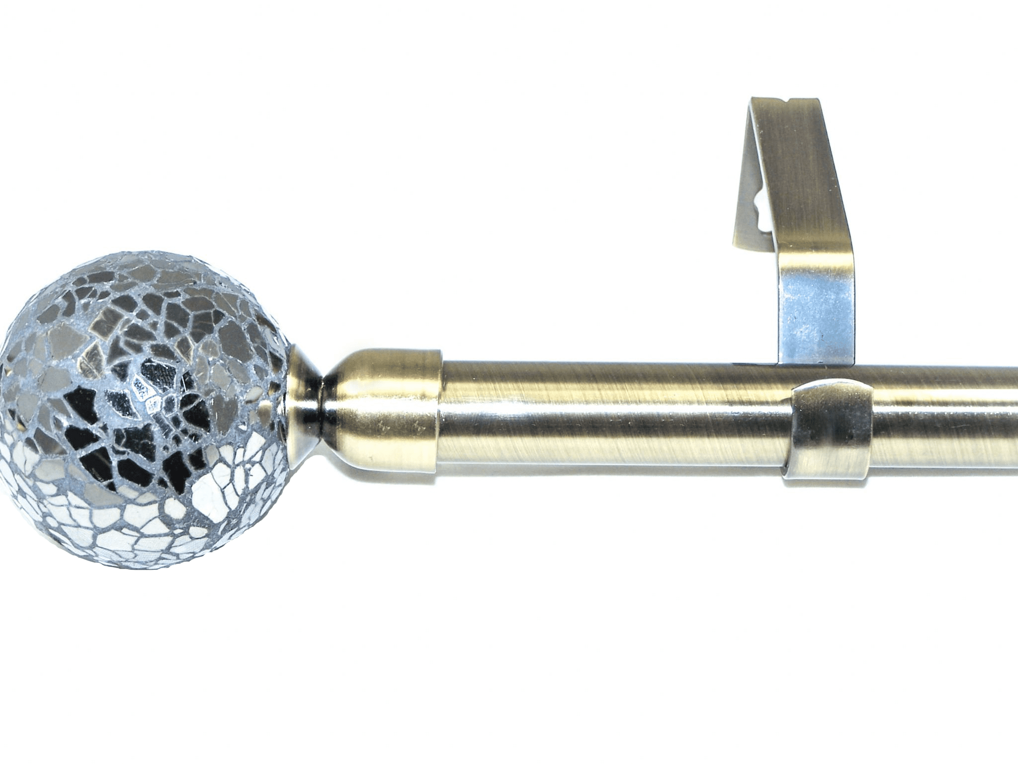 19mm Antique Brass Eyelet Curtain Pole System Black Mosaic Finials