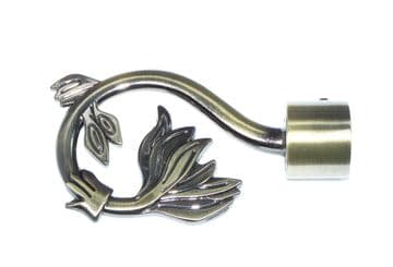 19mm Antique Brass Swirl Leaf Curtain Pole Finials