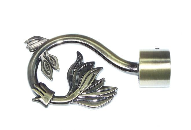 19mm Antique Brass Swirl Leaf Curtain Pole Finials