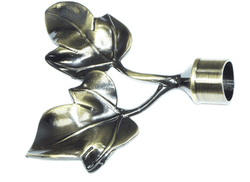 19mm Antique Brass Twin Leaf Curtain Pole Finials