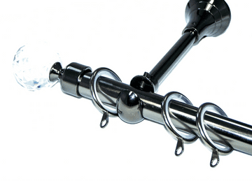 19mm Black Nickel Designer Extra Deep Pole Glider Rings Crystal Ball Finials 1.2m 1.5m 2.4m 3m