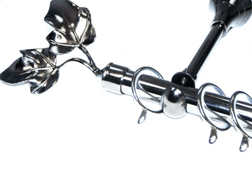 19mm Black Nickel Designer Extra Deep Pole Glider Rings Twin Leaf Finials 1.2m 1.5m 2.4m 3m