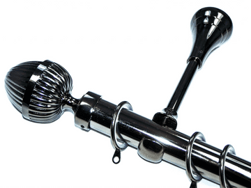 19mm Black Nickel Designer Extra Deep Pole Glider Rings with Acorn Finials 1.2m 1.5m 2.4m 3m