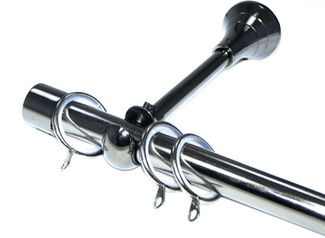 19mm Black Nickel Designer Extra Deep Pole Glider Rings with End Cap Finials 1.2m 1.5m 2.4m 3m