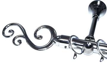 19mm Black Nickel Designer Extra Deep Pole Glider Rings with Swirl Finials 1.8m 3.6m