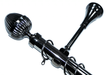 19mm Black Nickel Designer Extra Deep Pole with Acorn Finials 1.8m / 3.6m