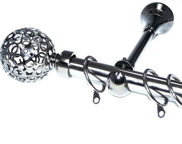 19mm Black Nickel Designer Extra Deep Pole with Circle Ball Finials 1.8m / 3.6m