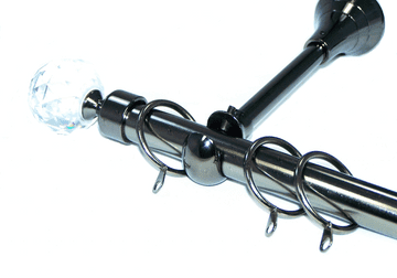 19mm Black Nickel Designer Extra Deep Pole with Crystal Ball Finials 1.2m 1.5m 2.4m 3m