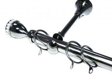 19mm Black Nickel Designer Extra Deep Pole with Diamante Trophy Finials 1.2m 1.5m 2.4m 3m