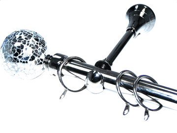 19mm Black Nickel Designer Extra Deep Pole with Mosaic Ball Finials 1.2m 1.5m 2.4m 3m