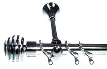 19mm Black Nickel Designer Extra Deep Pole with Sliced Ball Finials 1.2m 1.5m 2.4m 3m