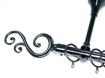 19mm Black Nickel Designer Extra Deep Pole with Swirl Finials 1.8m / 3.6m