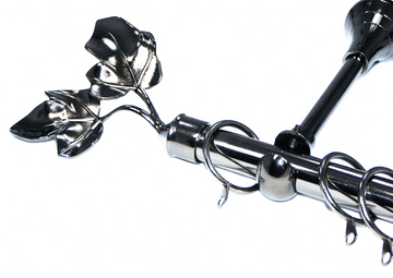 19mm Black Nickel Designer Extra Deep Pole with Twin Leaf Finials 1.8m / 3.6m