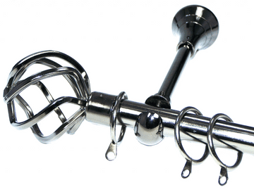 19mm Black Nickel Designer Extra Deep Pole with Twisted Cage Finials 1.8m / 3.6m