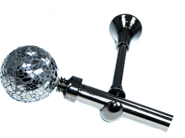 19mm Black Nickel Eyelet Designer Extra Deep Pole with Black Mosaic Ball Finials 1.8m 3.6m