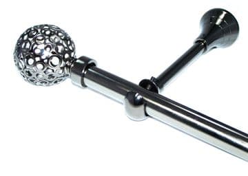 19mm Black Nickel Eyelet Designer Extra Deep Pole with Circle Ball Finials 1.2m 1.5m 2.4m 3m