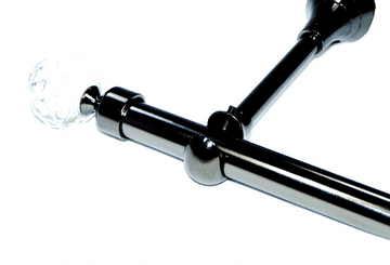 19mm Black Nickel Eyelet Designer Extra Deep Pole with Crystal Ball Finials 1.2m 1.5m 2.4m 3m