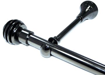 19mm Black Nickel Eyelet Designer Extra Deep Pole with Sliced Ball Finials 1.2m 1.5m 2.4m 3m