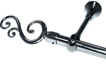 19mm Black Nickel Eyelet Designer Extra Deep Pole with Swirl Finials 1.8m 3.6m