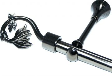 19mm Black Nickel Eyelet Designer Extra Deep Pole with Swirl Leaf Finials 1.2m 1.5m 2.4m 3m