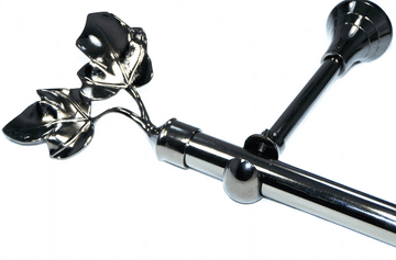 19mm Black Nickel Eyelet Designer Extra Deep Pole with Twin Leaf Finials 1.8m 3.6m