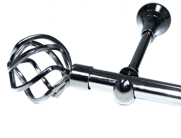 19mm Black Nickel Eyelet Designer Extra Deep Pole with Twisted Cage Finials 1.8m 3.6m