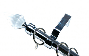 19mm Chrome Bay Window System Crystal Spear Finials 2.4m 3m 3.6m 4.5m 4.8m 5.4m 6m