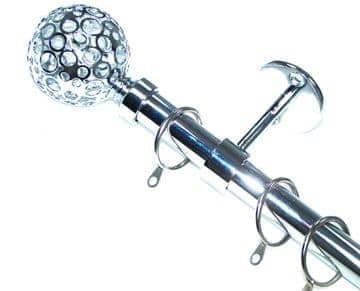 19mm Chrome Ceiling Bay Window System Circle Ball Finials 2.4m 3m 3.6m 3.9m