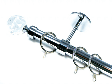 19mm Chrome Ceiling Bay Window System Crystal Ball Finials 2.4m 3m 3.6m 3.9m